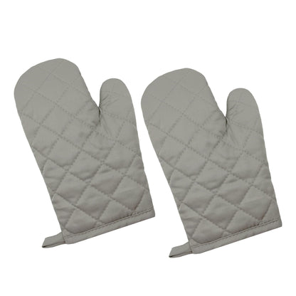 Oven Mitts 1 Pair, Heat Resistant Kitchen Gloves with Non-Slip Quilted Grip, Polyester & Cotton Blend, 11 x 6 Inch with Hanging Loop, for Baking Grilling BBQ Cooking, Gray