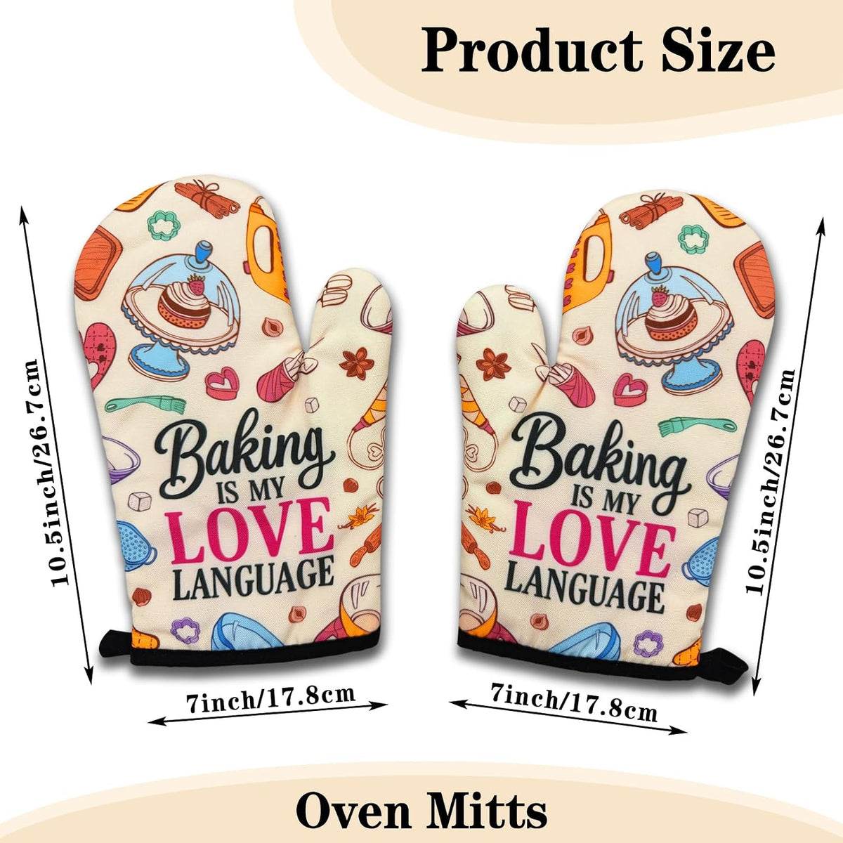 Baking Oven Mitts, Fun Heat Resistant Kitchen Gloves, Baker Gifts