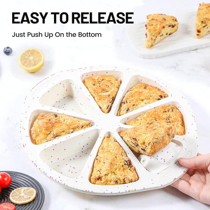 Vinino Silicone Scone Pan with Reinforce Frame, 8-Cavity Triangle Cake Mold