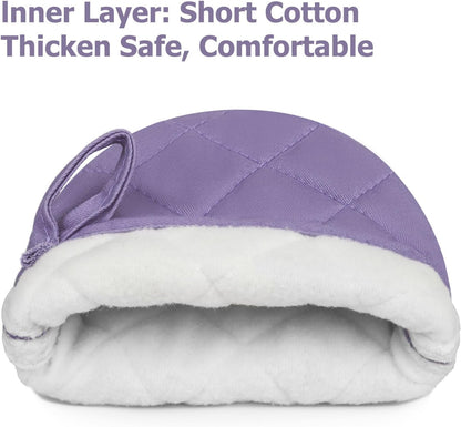 Goldmeet Mini Oven Mitts 2-Pack, 7"x5.5", 500°F Silicone Grip, Taro Purple