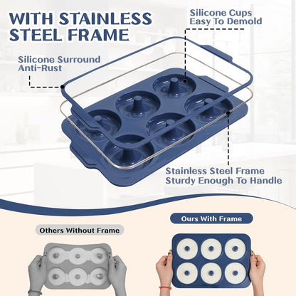 Nonstick Silicone Donut Pan: 3.5 Inch Doughnut Baking Mold with Frame
