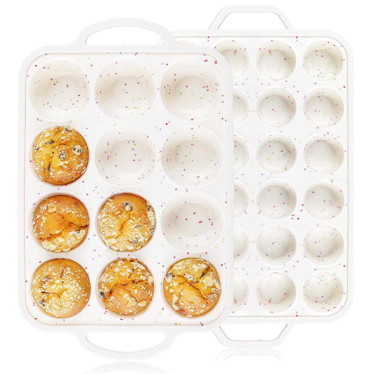 Vinino 2Pack Silicone Muffin Pan for Baking with Metal Reinforced Frame, 12 Cup Regular Size Cupcake Pan, BPA Free Silicone Muffin Tray, Cupcake Baking Pan Bite Molds for Oven Dishwasher Safe