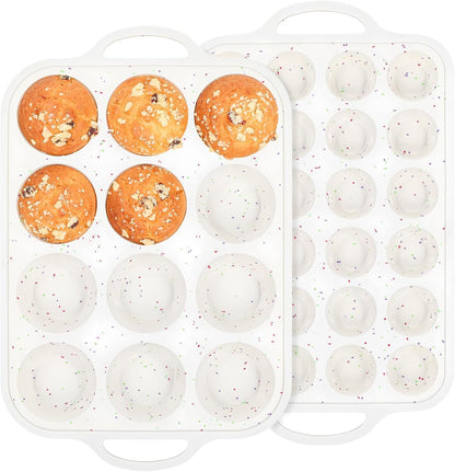 Silicone Muffin Pan for Baking with Metal Reinforced Frame, Nonstick Cupcake Pan 1 Pack Regular Size Egg Bites Silicone Mold