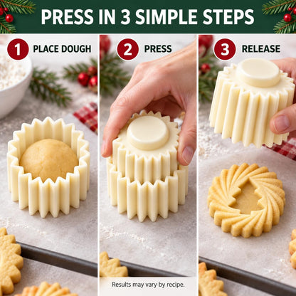 Christmas Tree Cookie Press, Double-Sided Pastry Mold Set, 2-Pack