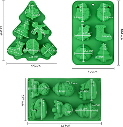 3 Pack Christmas Silicone Molds, Large Size Xmas Baking Mold, Soap Molds