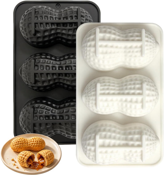 2 Pack Peanut Shaped Silicone Baking Mold, Silicone 3-Cavity Easy Demolding