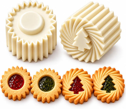 Christmas Tree Cookie Press, Double-Sided Pastry Mold Set, 2-Pack