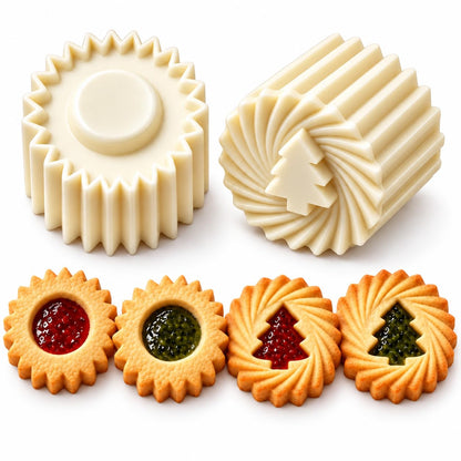 Christmas Tree Cookie Press, Double-Sided Pastry Mold Set, 2-Pack