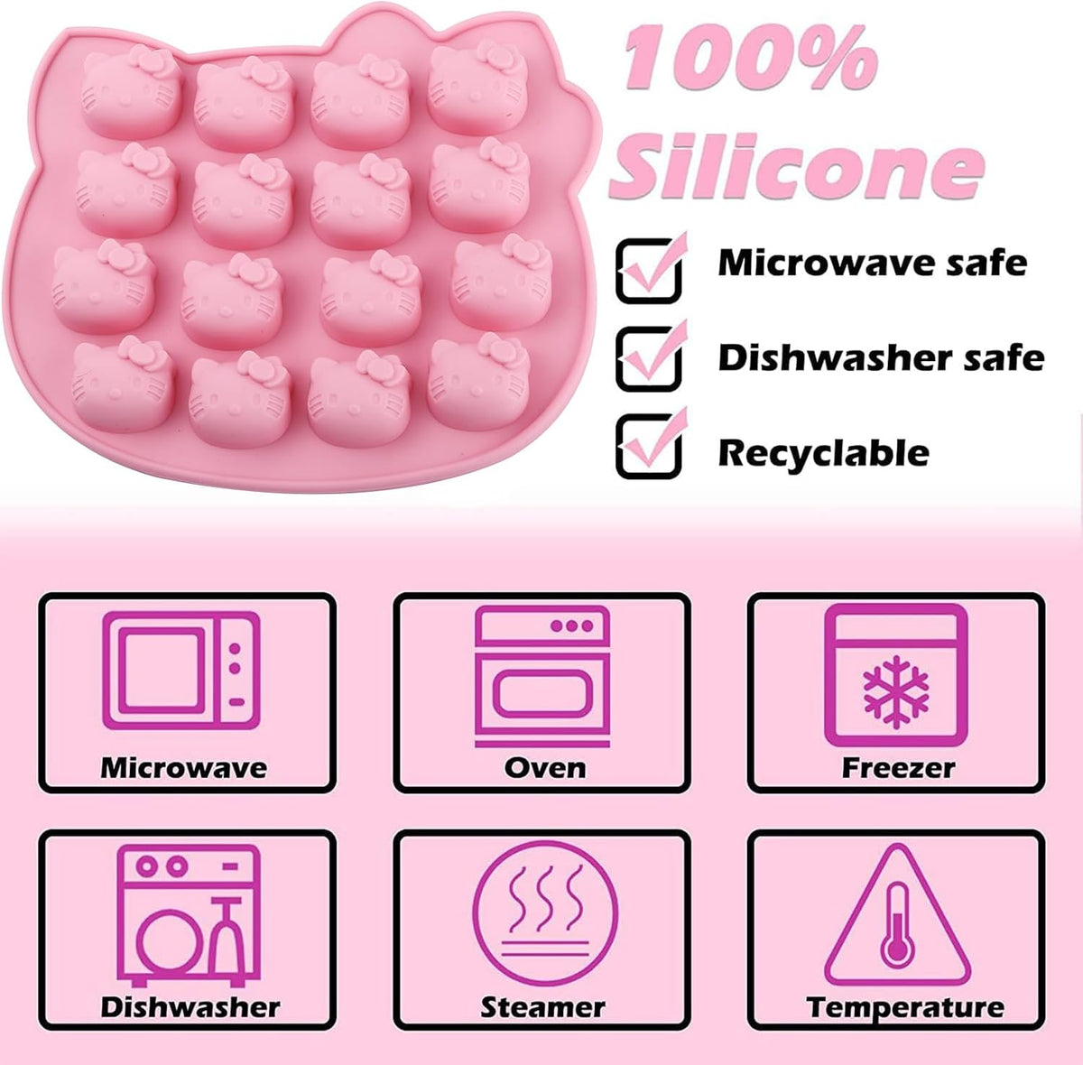 Cute Kitten Chocolate Silicone Mold, Silicone Candy Molds 16 Cavity