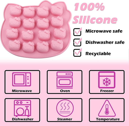 Cute Kitten Chocolate Silicone Mold, Silicone Candy Molds 16 Cavity