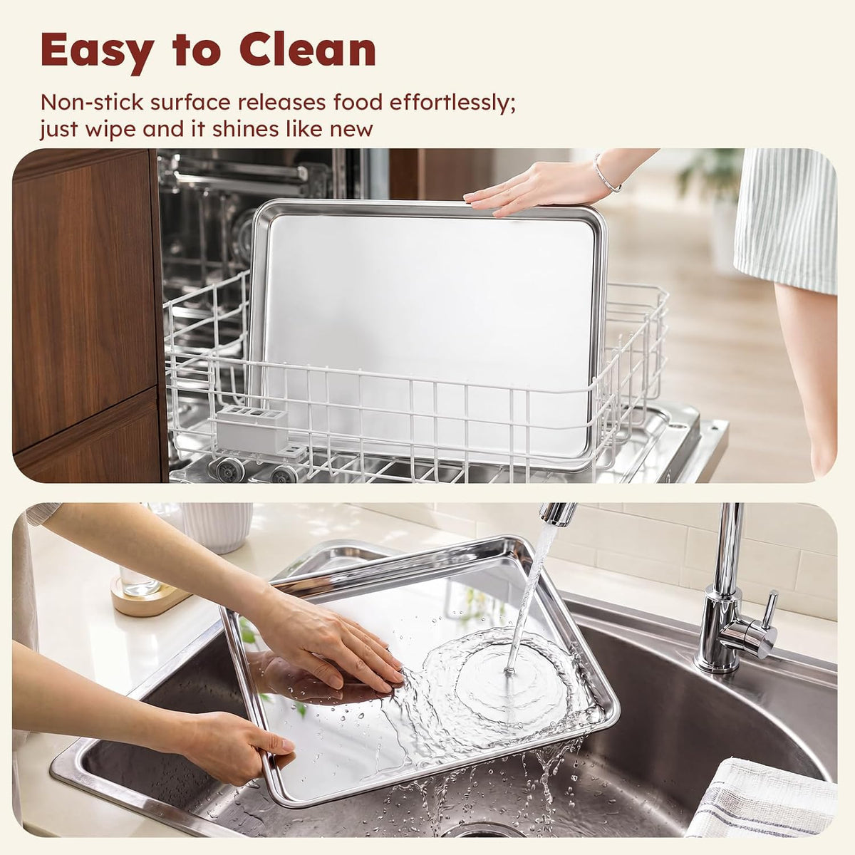 Baking Sheet Set of 3: Stainless Steel Cookie Sheets for Baking