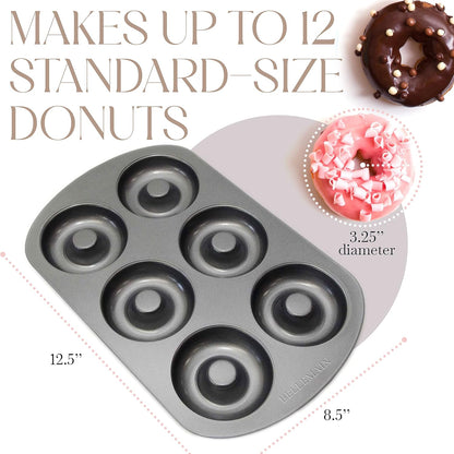 Bellemain Nonstick Donut Pan for Baking, 6-Cavity Stainless Steel - 2 pack