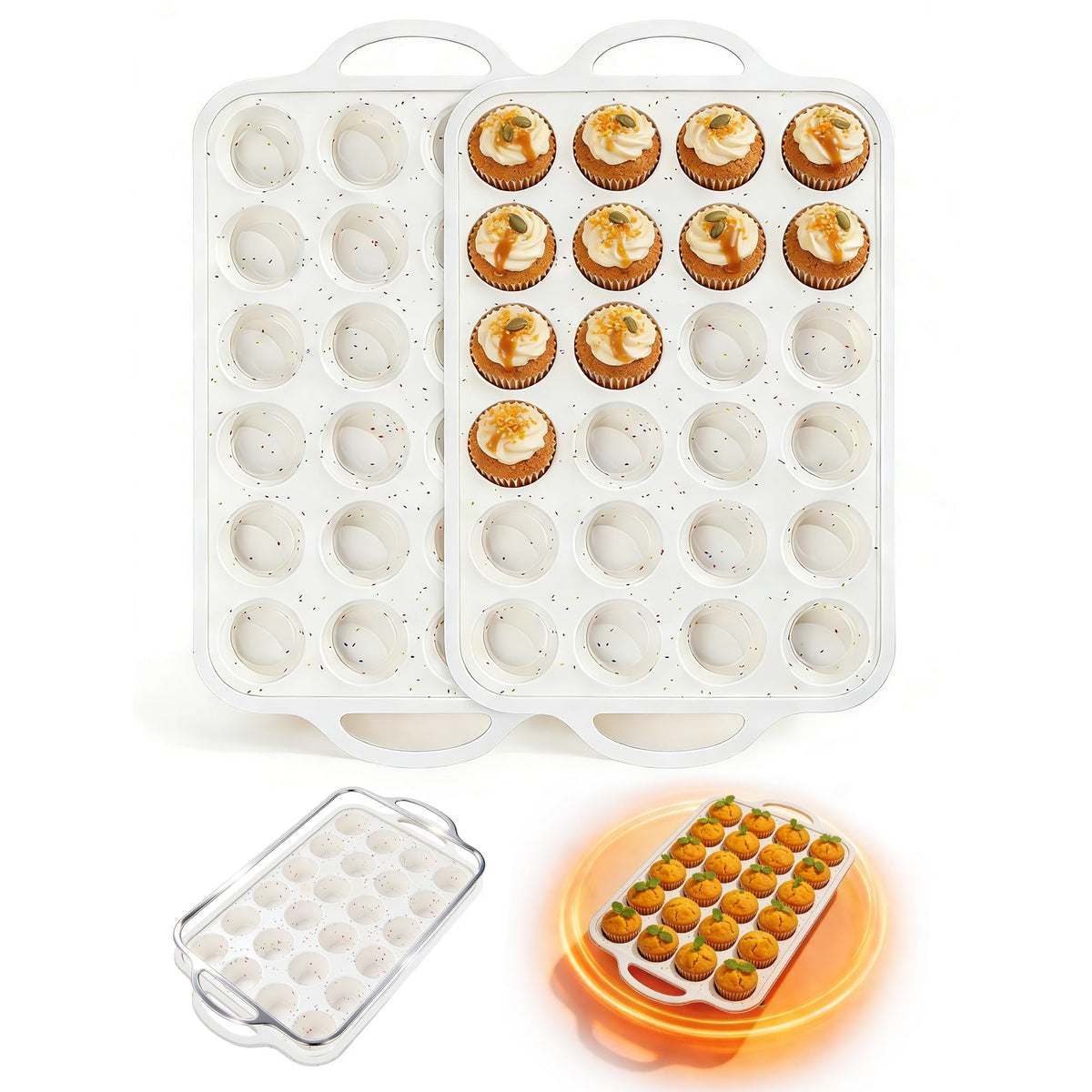 Silicone Muffin Pan for Baking with Metal Reinforced Frame, Nonstick Cupcake Pan 1 Pack Regular Size Egg Bites Silicone Mold