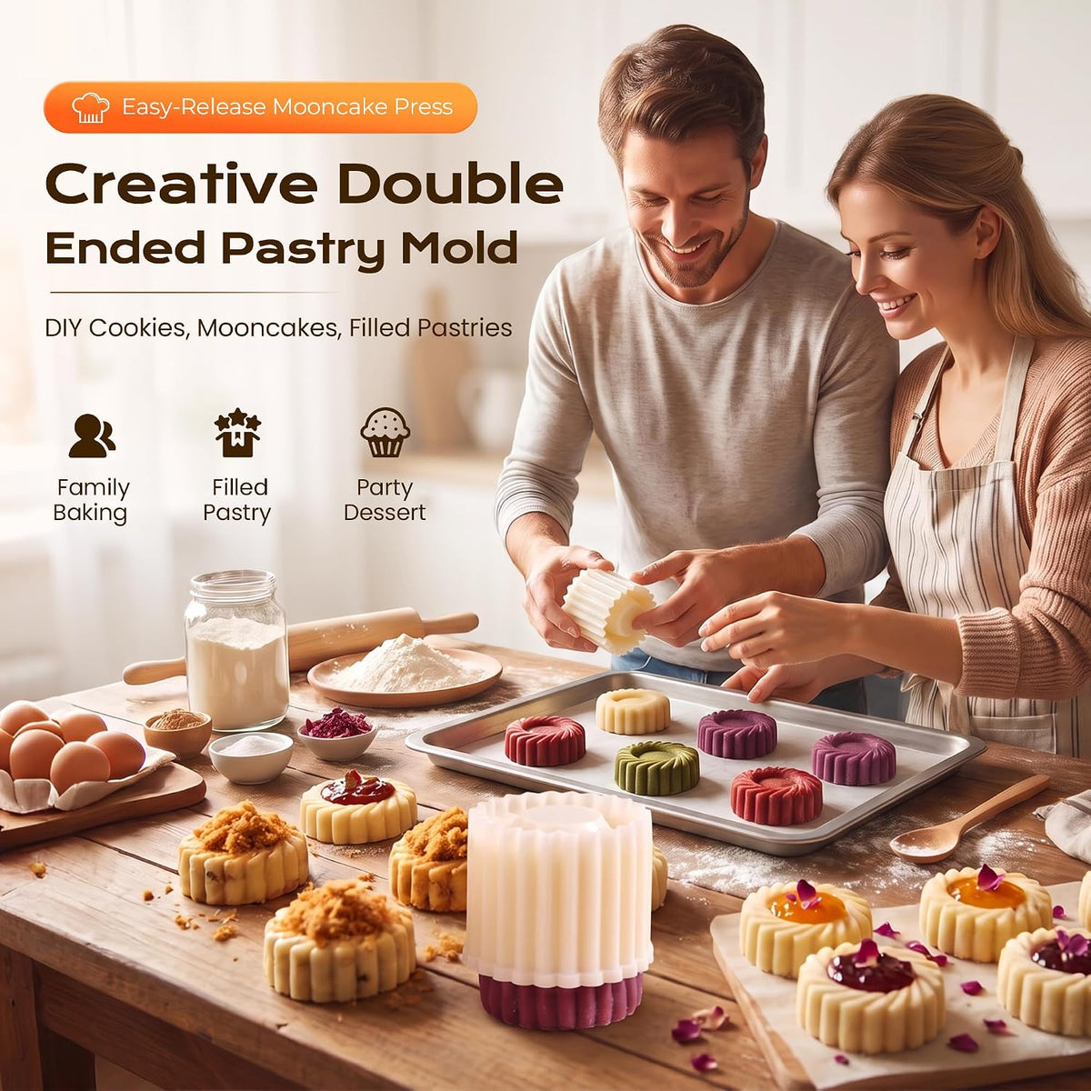 Creative Double-Ended Pastry Mold, 2027 New 2 in 1 Mooncake Mold (2)