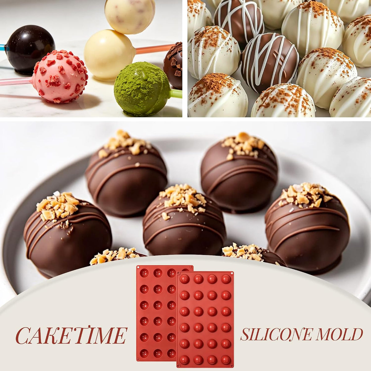 Semi Sphere Silicone Molds, 24-Cavity Non-Stick Chocolate Molds