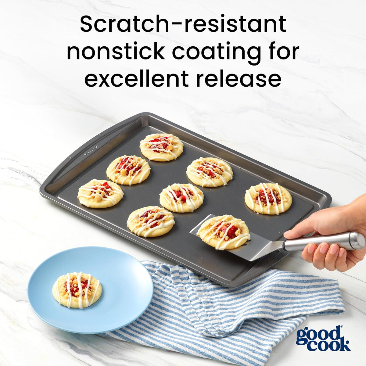 GoodCook Everyday Baking Sheet with Carbon Steel Construction & Scratch-Resistant Metal-Utensil Safe Nonstick, 9 x 13-Inch