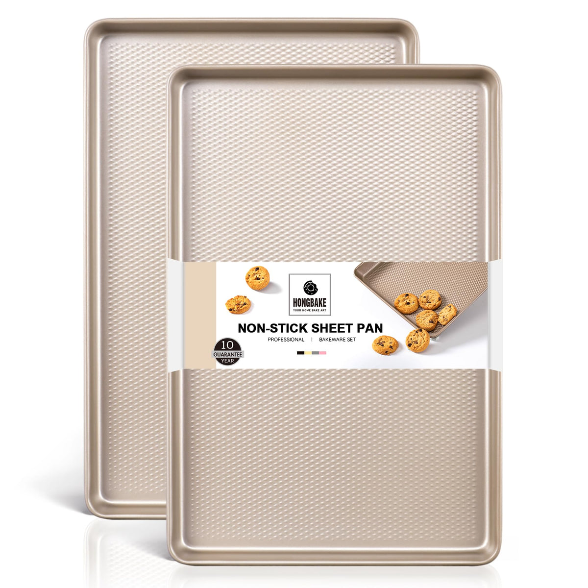 2 Pack Half Sheet Cookie Sheets for Baking, Nonstick Baking Pans