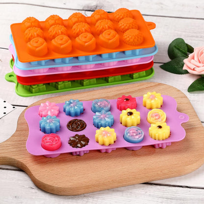 FIRETREESILVERFLOWER Flower Shape Chocolate Candy Molds Set, 6Pcs