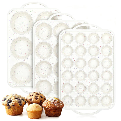 Vinino 2Pack Silicone Muffin Pan for Baking with Metal Reinforced Frame, 12 Cup Regular Size Cupcake Pan, BPA Free Silicone Muffin Tray, Cupcake Baking Pan Bite Molds for Oven Dishwasher Safe
