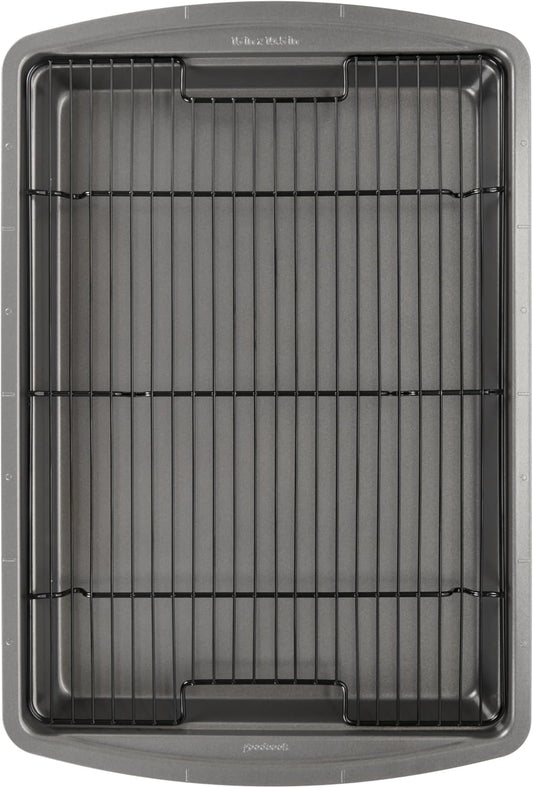 GoodCook Nonstick Carbon Steel Baking Pan & Raised Wire Rack, 15x10.5-Inch