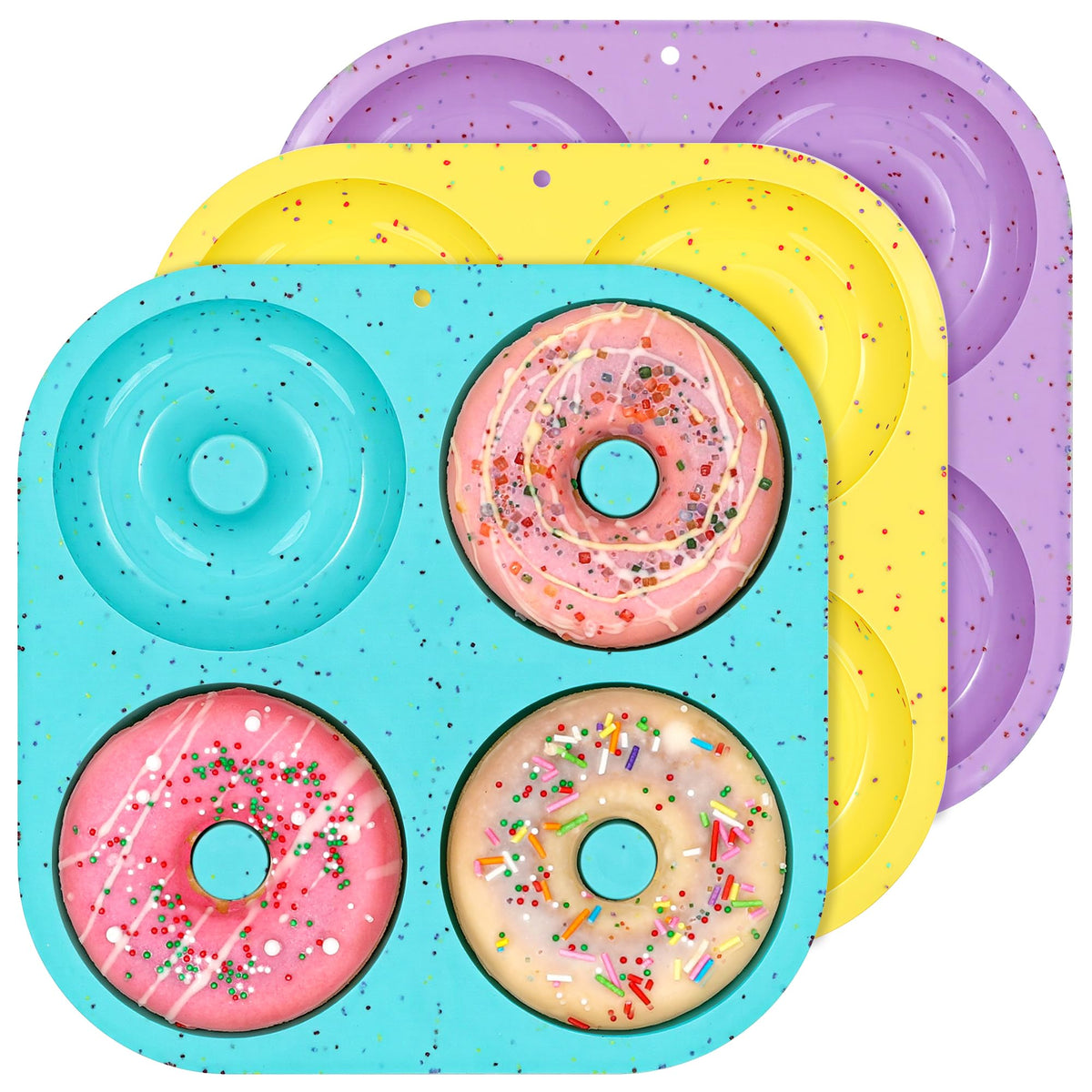 CAKETIME 3 Inch Silicone Donut Pan for Baking Nonstick Doughnut Mold(3 Pcs)