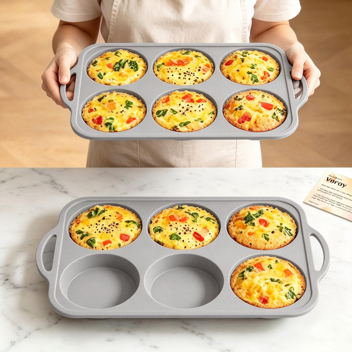 4 Inch Jumbo Silicone Muffin Top Pan with Frame Non Stick Egg Mold Baking