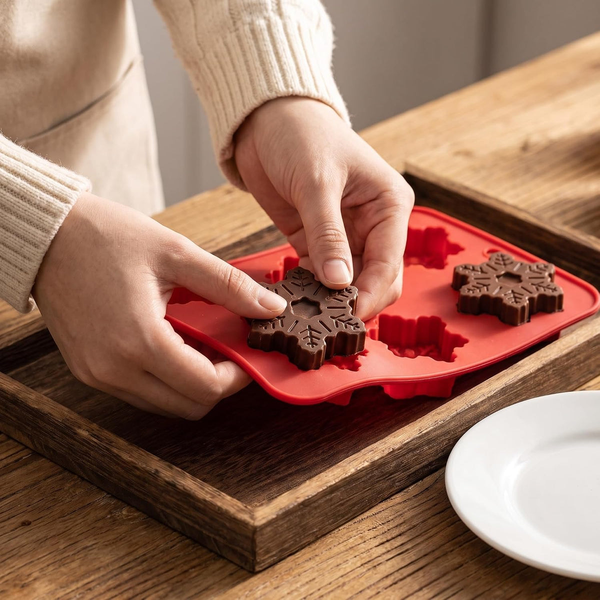 Swweetfamily 3 Pack Snowflake Silicone Molds for Chocolate,Pudding,Jelly