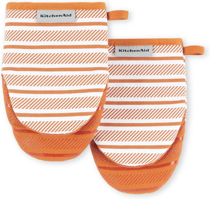 KitchenAid Albany Mini Oven Mitt 2-Pack Set, Aqua Sky, 5.5"x8"