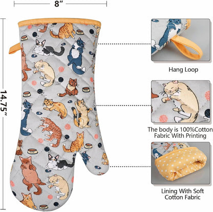 Oven Mitts Cotton Fashion Cute Cat Design 1pair