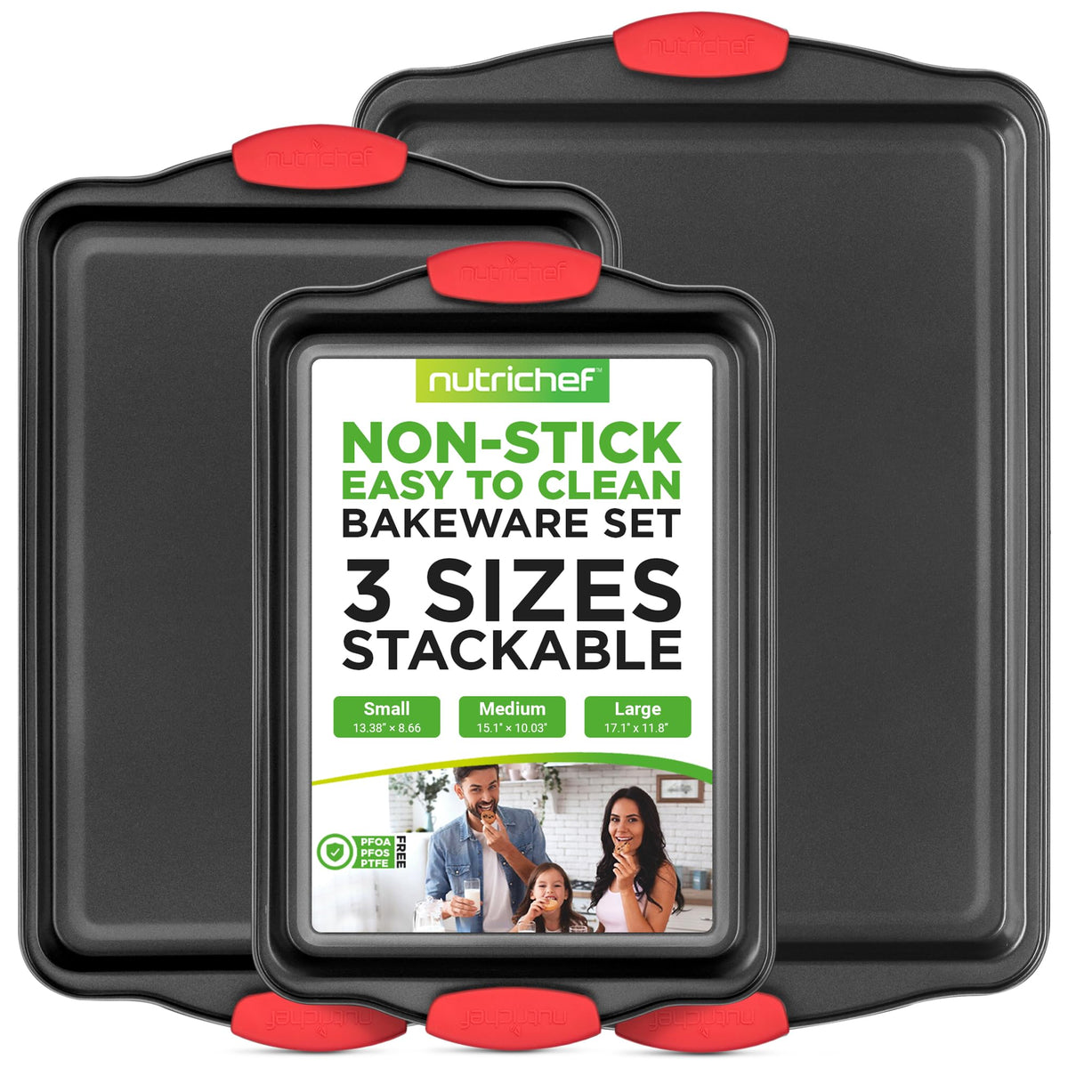 NutriChef Baking Sheet Set, 2-Piece Nonstick Cookie Sheets