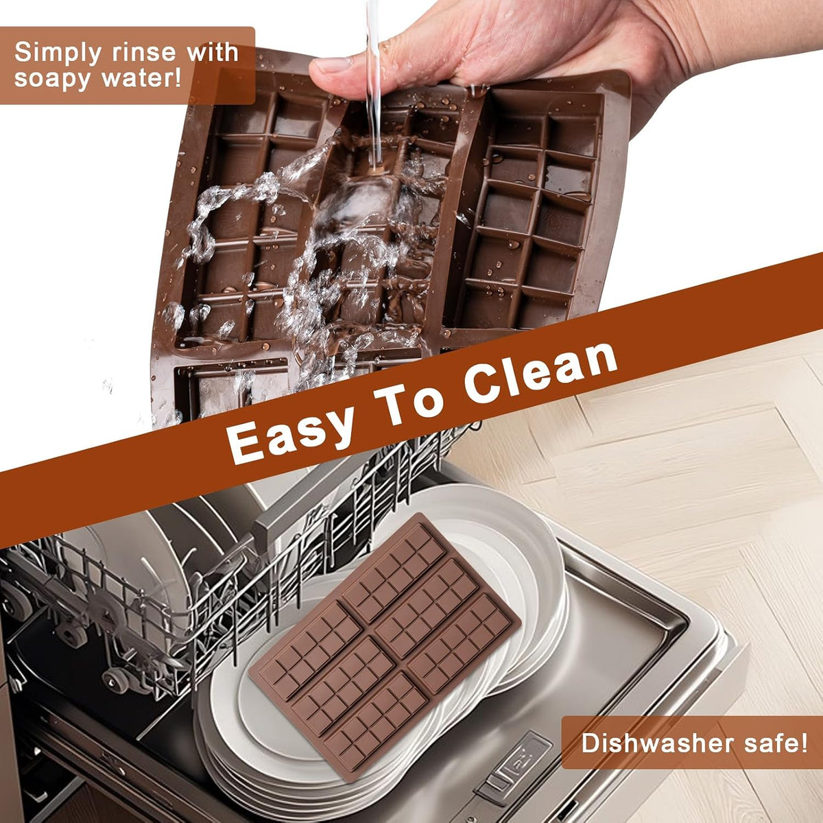 Chocolate Bar Mold，Non-Stick Chocolate Molds，100% Food Grade Silicone Mold