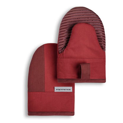 KitchenAid Beacon Two-Tone Non-Slip Mini Oven Mitt Set, Navy/Ink, 5.5"x8", 2 Piece
