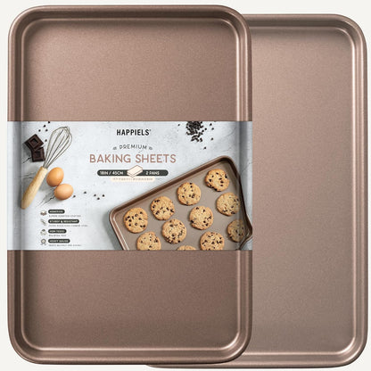 HAPPIELS 13 x 18 inch Nonstick Half Sheet Pan 2-Pack, PFOA & BPA Free