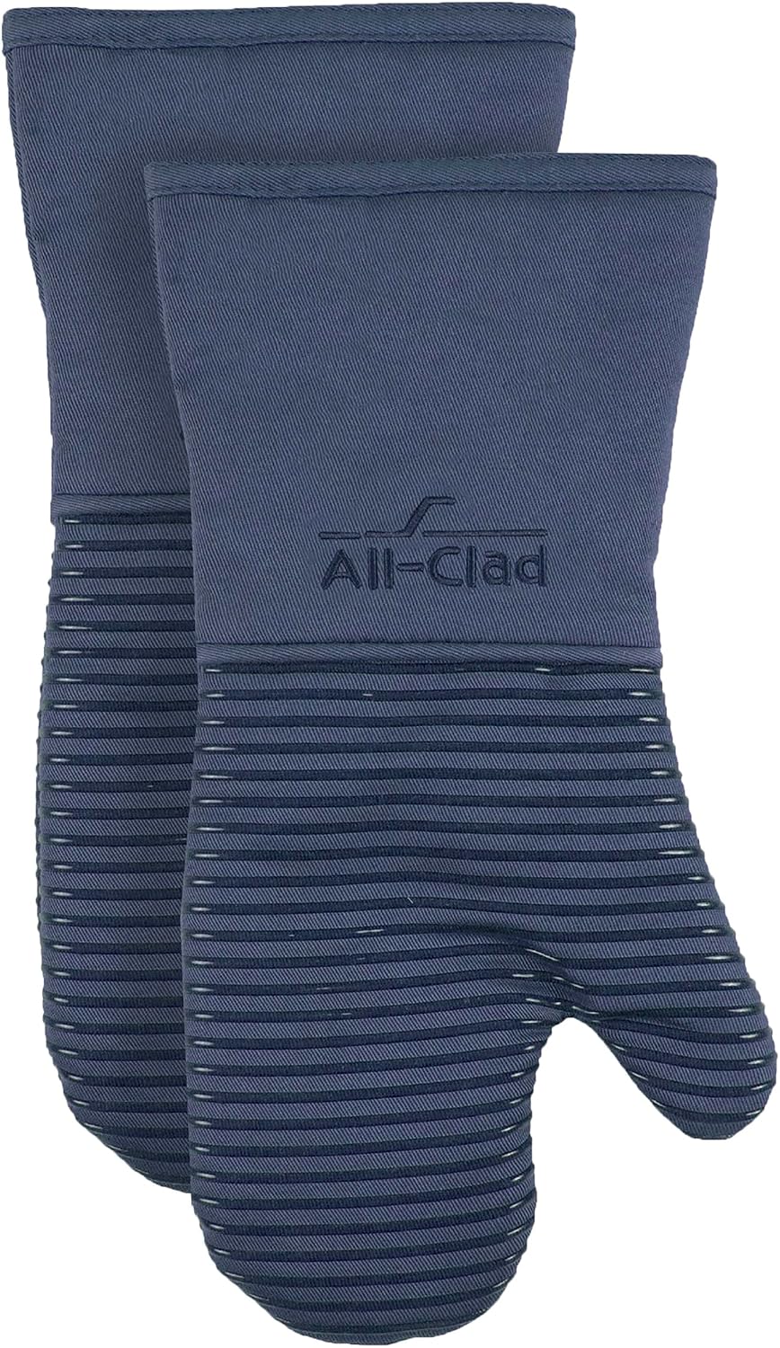 All-Clad Non-Slip Silicone Oven Mitt, Heat Resistant 500°F, Indigo, 2pc