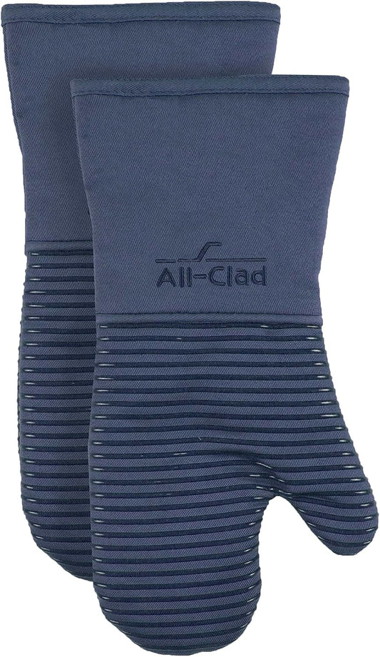 All-Clad Non-Slip Silicone Oven Mitt, Heat Resistant 500°F, Indigo, 2pc