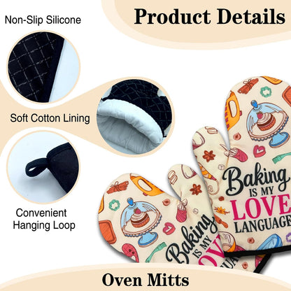 Baking Oven Mitts, Fun Heat Resistant Kitchen Gloves, Baker Gifts