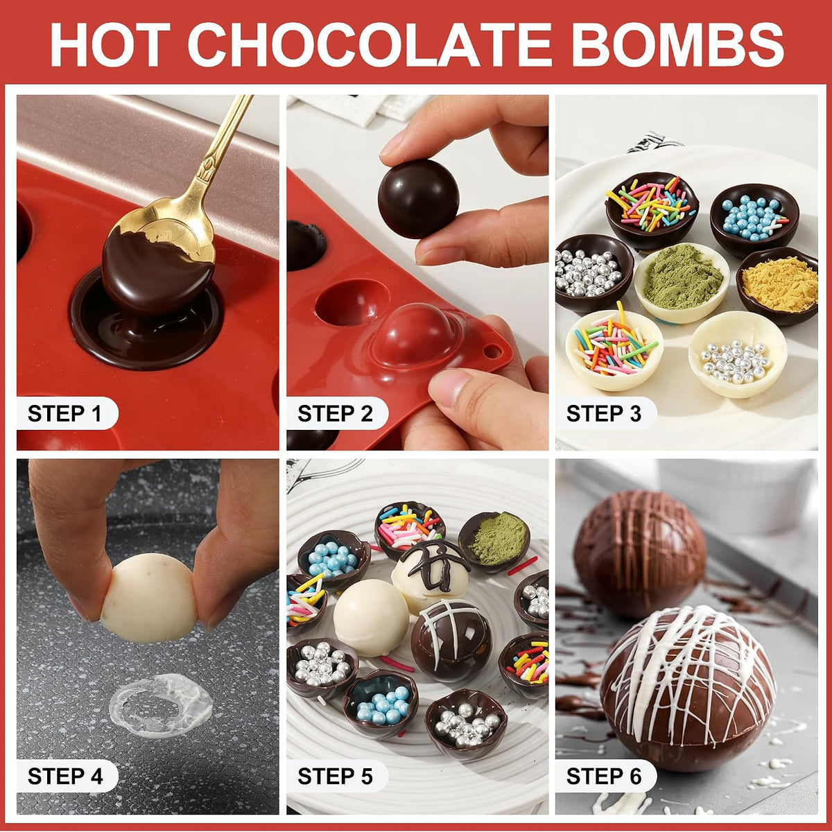 Semi Sphere Silicone Molds, 24-Cavity Non-Stick Chocolate Molds