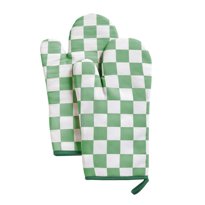 Ohocut Red Checkered Oven Mitts Heat Resistant, Vintage Retro Checkerboard Cute Oven Mitts, Non-Slip Silicone Kitchen Oven Gloves, 2-Pack Set, 7''x13''