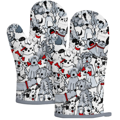 Retro Cherry Oven Mitts, Red Cherries and Polka Dots, Set of 2