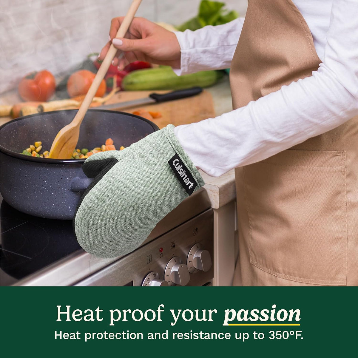 Cuisinart Mini Oven Mitts, 2-Pack, Neoprene Grip, Heat Resistant 350F