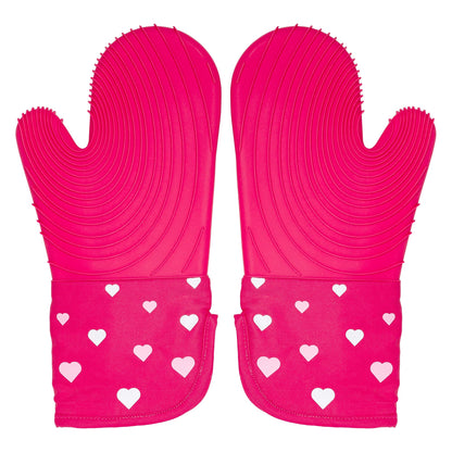 Paris Hilton Oven Mitt Set with Iconic That's HOT Design, Heat Resistant Pot Holders Featuring Non-Slip Textured Silicone Grips, 2-Piece Set, Pink