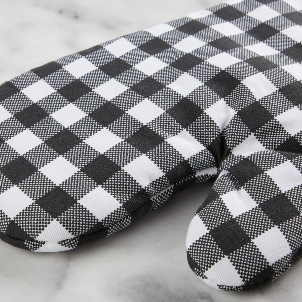 KITCHENAID Gingham Oven Mitt 2-Pack Set, Matte Black, 7"x13"