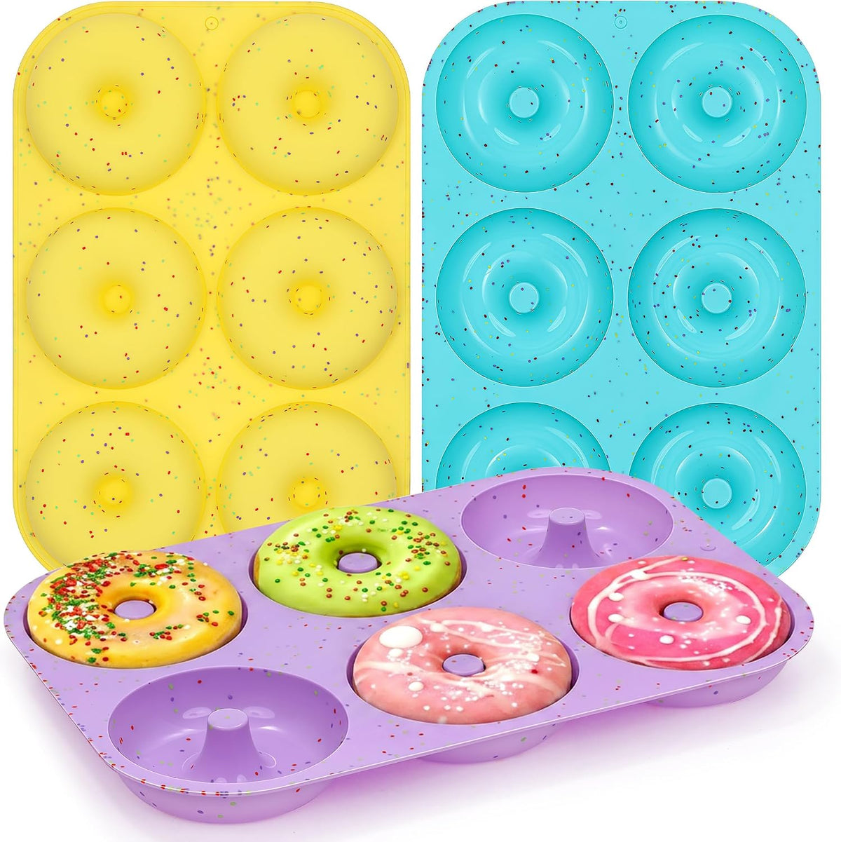 CAKETIME 3 Inch Silicone Donut Pan for Baking Nonstick Doughnut Mold(3 Pcs)