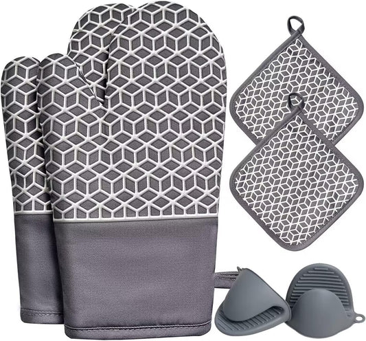 Oven Mitts and Pot Holders Sets 6pcs, Non-Slip Surface