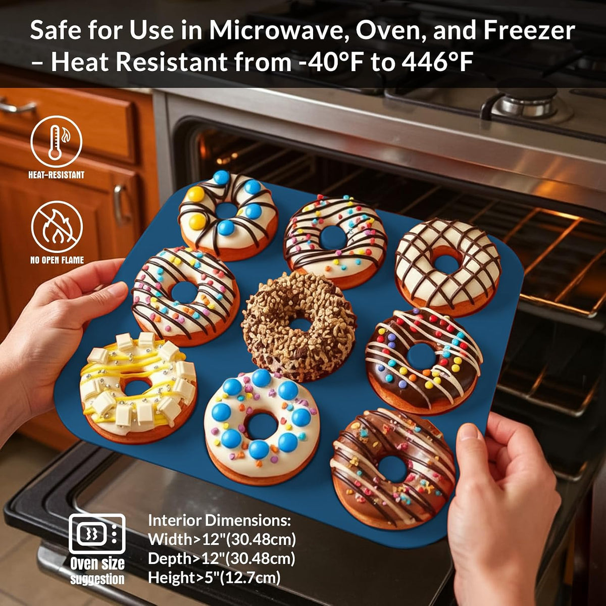 Large Silicone Donut Pan for Baking,9 Cavity Non-Stick Food Molds