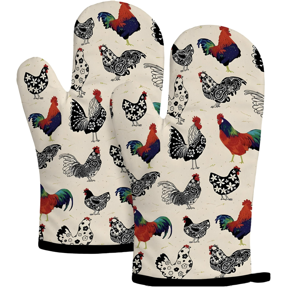 Retro Cherry Oven Mitts, Red Cherries and Polka Dots, Set of 2