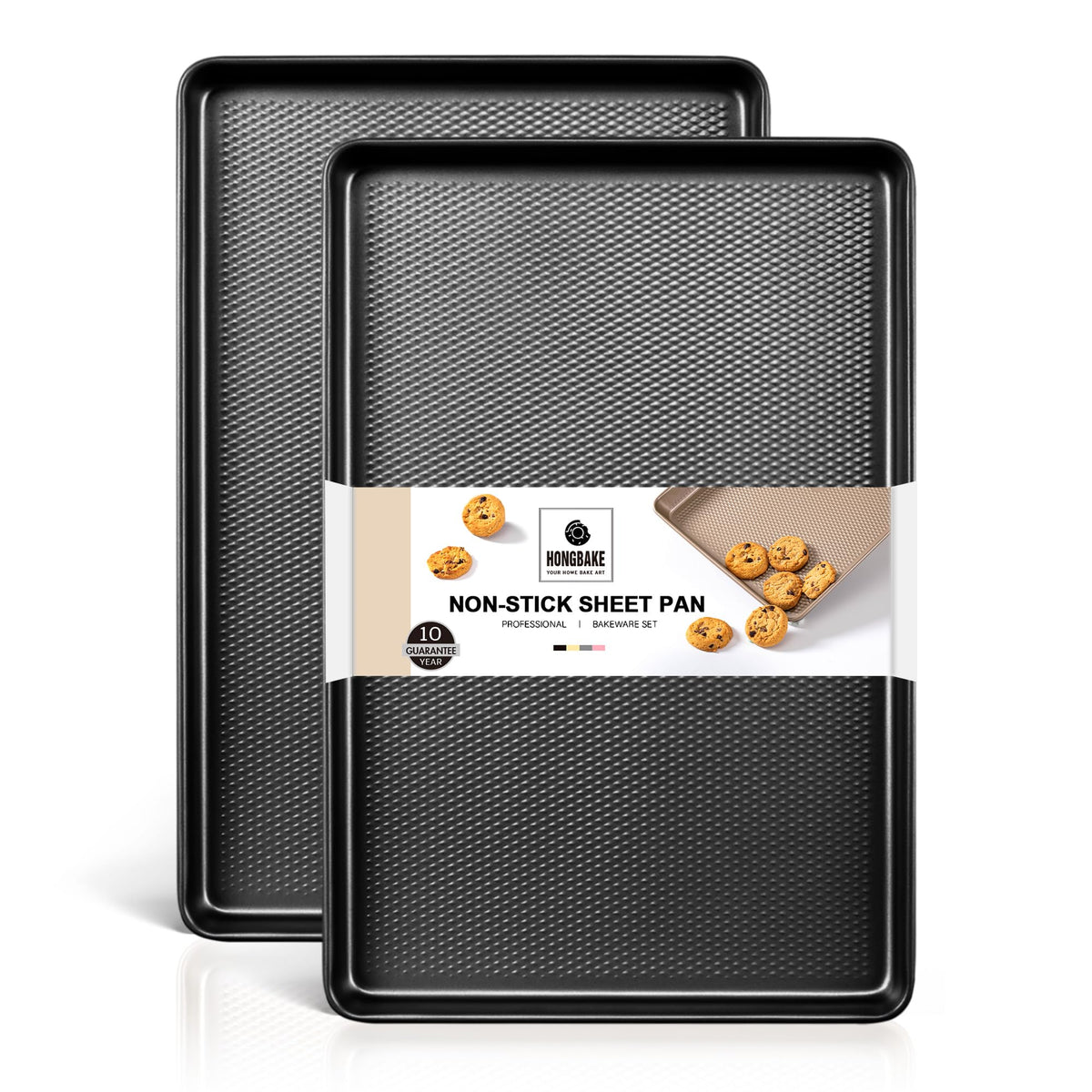 2 Pack Half Sheet Cookie Sheets for Baking, Nonstick Baking Pans