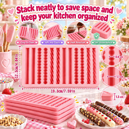 2Pcs Pretzel Rod Molds, Non-Stick Chocolate Silicone Mold for Diy Baking