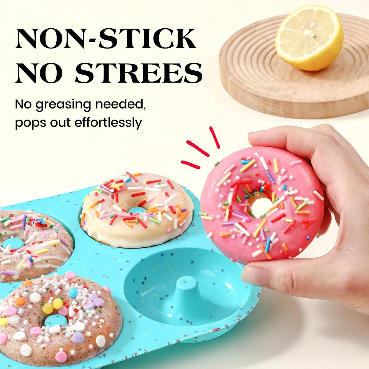 CAKETIME 3 Inch Silicone Donut Pan for Baking Nonstick Doughnut Mold(3 Pcs)