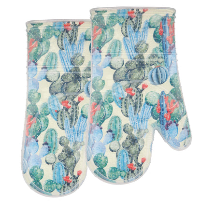 Oven Mitts with Transparent Clear Silicone Shell and Nice Friut Flower Printing